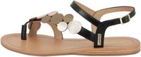 Les Dresco Holly platte leren sandalen voor dames, zwart, maat 41