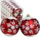 Ger Import 36x stuks gedecoreerde kerstballen rood kunststof diameter 6 cm