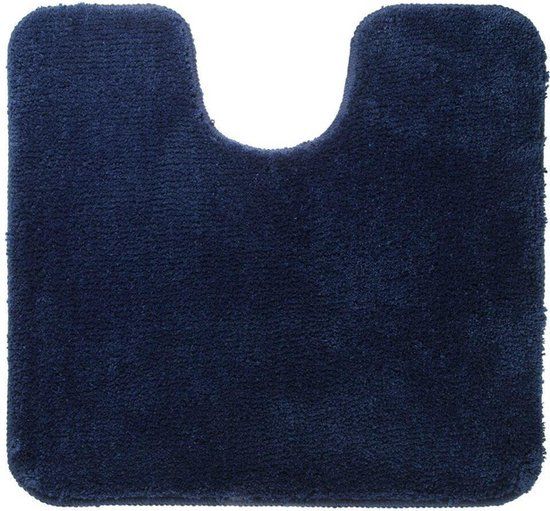 Sealskin Angora Toiletmat - 55x60 cm - Donkerblauw - Polyester - Hoogpolig - Met uitsparing