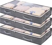 Merkloos Onderbed Opbergzakken - 3 Pack - Grote Capaciteit - Clear Window - Versterkte Handgrepen - Opvouwbare Kleding Tas - Non-Woven - Voor Dekens en Beddengoed - 75L sheet organizer
