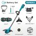 Tondeuse électrique/tondeuse à gazon - Tondeuse à gazon sans fil - Moteur sans balai de 6000 W - 58 000 tours par minute - Largeur de coupe de 25 cm - Jeu de 2 batteries