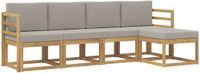 vidaXL - Buiten - bank - set - 5 - st - Wit - en - Lichtgrijs - Polyester