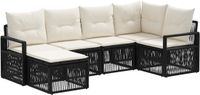 vidaXL Tuinbank Set 6-persoons Zwart Polyrattan