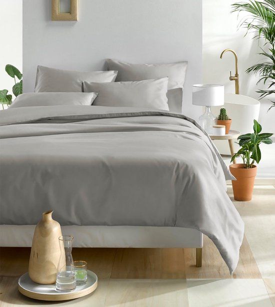 De Witte Lietaer Dekbedovertrek Olivia - Tweepersoons - 200x200/220 cm - Dove - Katoen Satijn