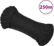vidaXL Werktouw 8 mm 250 m polypropeen zwart