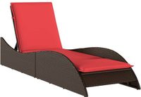 vidaXL Ligbed met kussen bruin 60x205x73 cm poly rattan