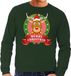 Bellatio Decorations Foute kersttrui - sweater - groen - Rendier Rudolf - Merry Christmas - voor heren M