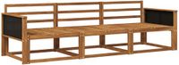 vidaXL - Chaise longue loungeset - 3 zitplaatsen - Naturel - Massief Acacia Hout