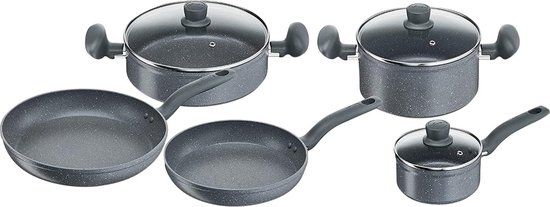 Lagostina Antea Pannenset - 11-Delig - Antraciet - 100% Gerecycled Aluminium - Keramische Anti-aanbaklaag - Geschikt voor Alle Warmtebronnen (behalve Inductie)