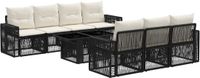 vidaXL Tuinbank Set 8-st Zwart en Crème Wit Polyrattan