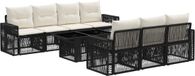 vidaXL Tuinbank Set 8-st Zwart en Crème Wit Polyrattan