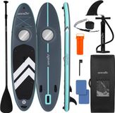 SereneLife Opblaasbaar Stand-Up Paddleboard – Stabiel SUP Paddleboard met Non-Slip EVA Deck, GoPro Bevestiging, Inclusief Peddel, Handpomp, Rugzak, 3 Vin Systeem, Geschikt voor Yoga, Fitness en Vissen