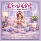 Cozy Girl Coloring Book for Adults: Bold and Easy Self-Care Pages with Bath, Skincare, Tea and Reading Scenes