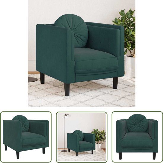 vidaXL Fauteuil met kussen fluweel donkergroen