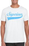 Bellatio Decorations Foute party t-shirt voor heren - Superieur - wit - glitter - carnaval/themafeest L