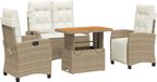 vidaXL 4-delige tuinset met kussens, beige, polyrotan