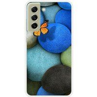 Samsung Galaxy S21 FE Blue Pebble Butterfly Silicone Case