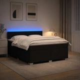 Prolenta Maison Exclusive Lit à Lattes avec Sommier Intégré, Matelas et Éclairage LED, Noir, 140 x 190 cm, Revêtement en Tissu