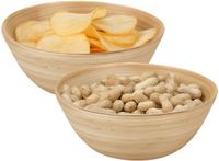 Excellent Houseware Snackschaaltje / kommetje - 2x - D18 x H7 cm - bamboe - naturel