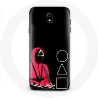 Maniacase Hoesje voor Samsung Galaxy J3 2017 Inktvis Spel Maskers Driehoek vierkant en Cirkel