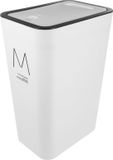 Poubelle en plastique mince avec couvercle - 10 litres - poubelle haute peu encombrante - poubelle rectangulaire pour salle de bain et cuisine - Blanc