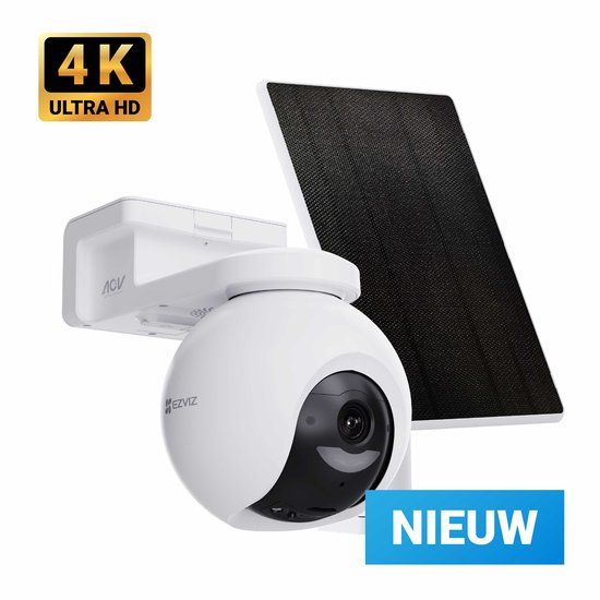 EZVIZ HB8 Pro 4K Kit - Draadloze 4K Beveiligingscamera met Zonnepaneel - 360° Pan & Tilt - Nachtzicht - AI Detectie - Google Assistant & Alexa