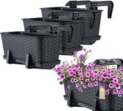 KADAX Wamat, set van 4 balkonbakken, 40 cm, kunststof, antraciet