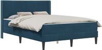 vidaXL Bedframe met matras met hoofdeinde Blauw 160 x 200 cm Fluweel
