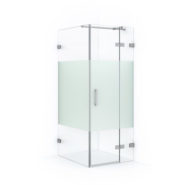Maxaro Douchecabine Diamond 100x80cm 8mm Helder Veiligheidsglas met Matte Strook Chroom