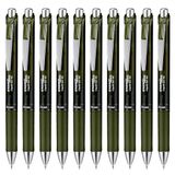 Pentel EnerGel XM BL77A2 gelpen met drukmechanisme, olijfzwart (12 stuks)