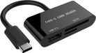 Gembird USB Cardreader met USB-C connector, USB-A aansluiting en 2 kaartsleuven - Zwart
