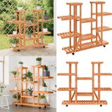 vidaXL Plantenstandaard met wielen 110x25x115 cm massief vurenhout