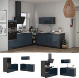 Vicco Keuken Fame-Line, Donkerblauw hoogglans/Antraciet, 340 cm