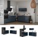 Vicco Keuken Fame-Line, Donkerblauw hoogglans/Antraciet, 340 cm