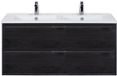 BES LED Porto Badmeubelset 120 cm - 2 Laden Black Oak - Keramische Wastafel Wit Slim