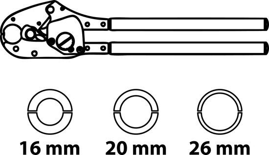 KIRCHHOFF handperstang, met inzetstukken 16-20-26 mm, voor meerlagen buis