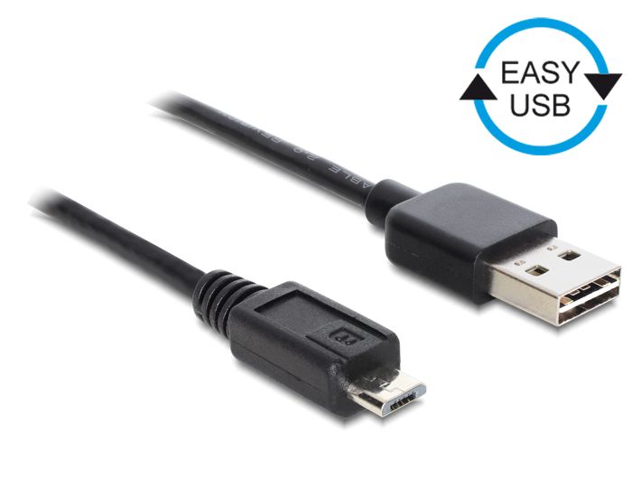 DeLOCK USB2.0-A / USB2.0 Micro-B Kabel - 0.5m - Zwart