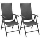 VidaXL Tuinstoel Terras Aluminium, Polyrattan Zwart (2 stuks)