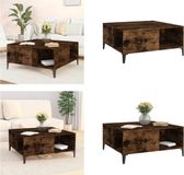 vidaXL Salontafel 80x80x36,5 cm bewerkt hout gerookt eikenkleurig