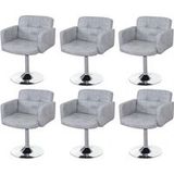 Orlando Set van 6 eetkamerstoelen, draaistoel, imitatie suède chroom MVG-gecertificeerd ~ vintage grijs