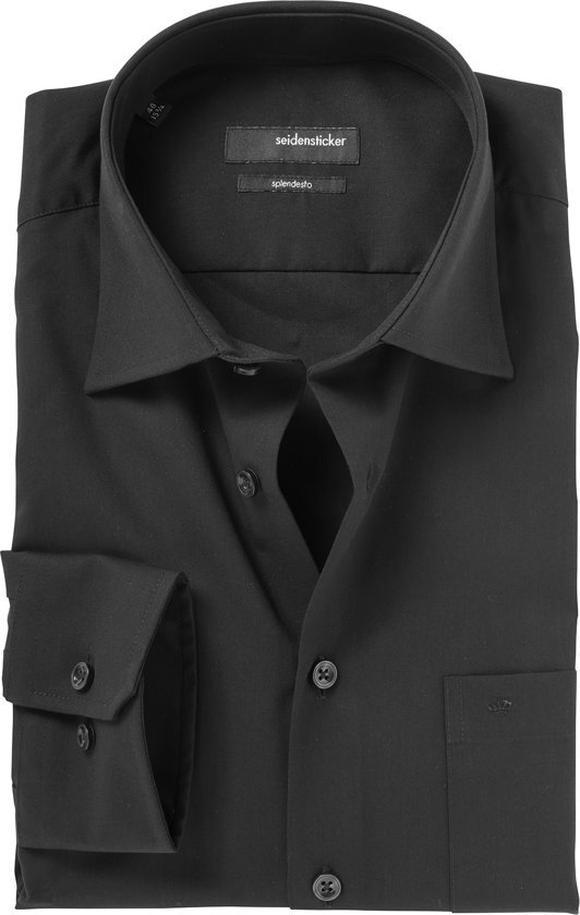 Seidensticker Regular Fit overhemd - zwart - boordmaat 49