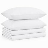 Tribeca Living Solid 170-GSM Flanel Extra Diepe Pocket Sheet Set met Oversized Flat, 100% Katoen, Super Zacht, Warm, Gezellig Beddengoed, Queen White, (SOLFLASHEQUWH)