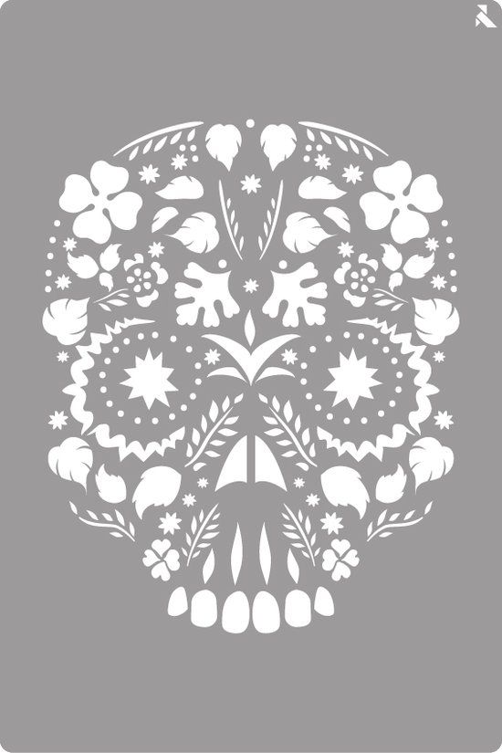 La Pajarita Stencil Bloemen Schedel Decoratief Schilderen 20x30cm