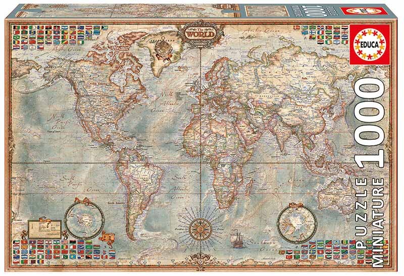 Educa Miniatuur puzzel Wereldkaart 1000 stukjes