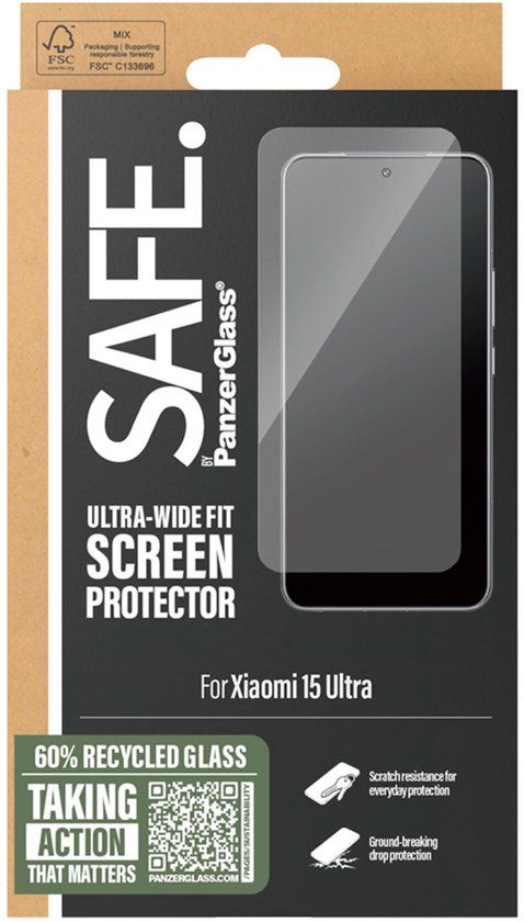 SAFE by PanzerGlass Ultra-Wide Fit Screenprotector incl. applicator voor de Xiaomi 15 Ultra