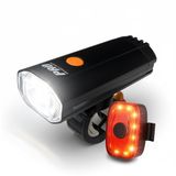 Pro Sport Lights Fietsverlichting Set Koplamp Achterlicht 1200 en 120 Lumen LED Fietslamp USB Oplaadbaar