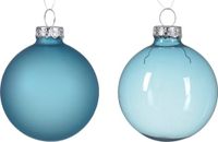 Decoris Kerstbal glas d6 cm suiker blauw 6st kerst