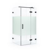 Maxaro Douchecabine Diamond 100x90cm 8mm Helder Veiligheidsglas met Matte Strook Mat Zwart