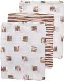 Meyco Baby Block Stripe washandjes - 3-pack - hydrofiel - camel - 20x17cm