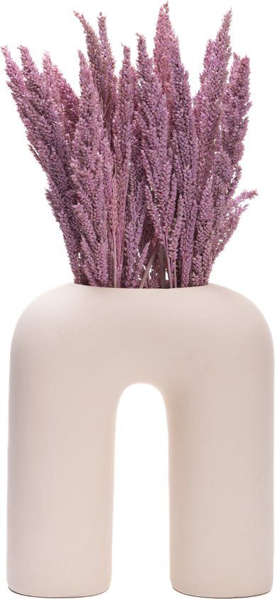 QUVIO Vaas - U vorm - Keramiek - Beige